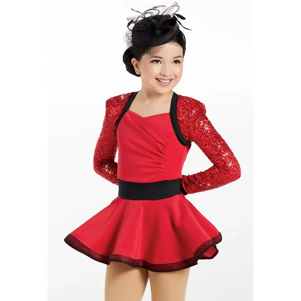 Pre-Owned Dance Costume Weissman 13699 Small Child Red Dress Jazz Pageant Sequin